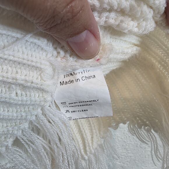 Bloom Chic Knit Sweater Red Heart Fringe Hems/cuff Size 14 - Picture 8 of 13